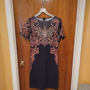 Metrostyle Black and Pink Flutter Sleeve Sheath Dress